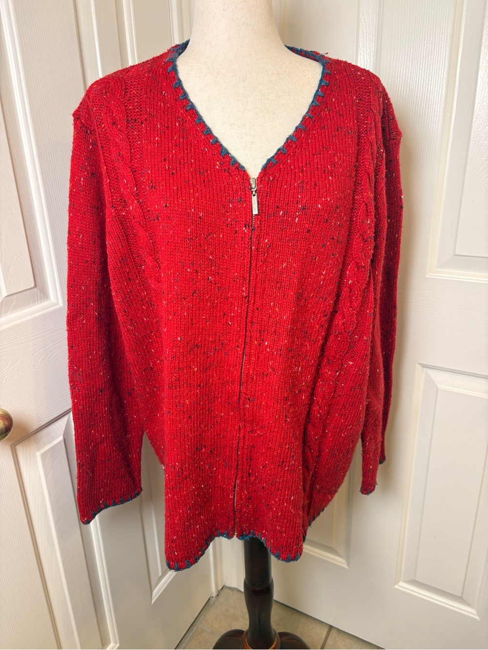 Vintage Liz Claiborne Crazy Horse Red Heritage Knit Sweater Size 1 (XL)